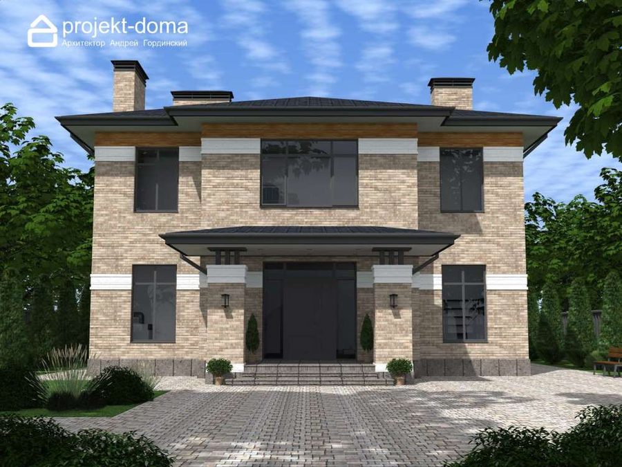 Проект К-232 — двухэтажный дом в стиле прерий, 232.53 м²