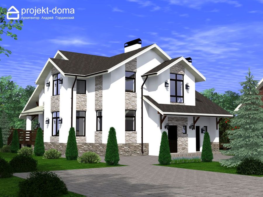 Проект К-269 — двухэтажный дом в стиле шале, 269.81 м²